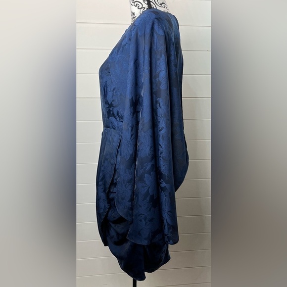 Vici Dress Womens Large One Shoulder Drape Floral Mini Quiet Luxury NWOT - Picture 7 of 12